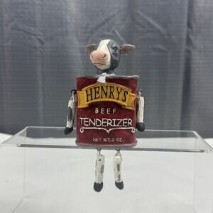 WMG Henry's Beef Tenderizer Shelf Sitter Cow Vintage Resin Figurine